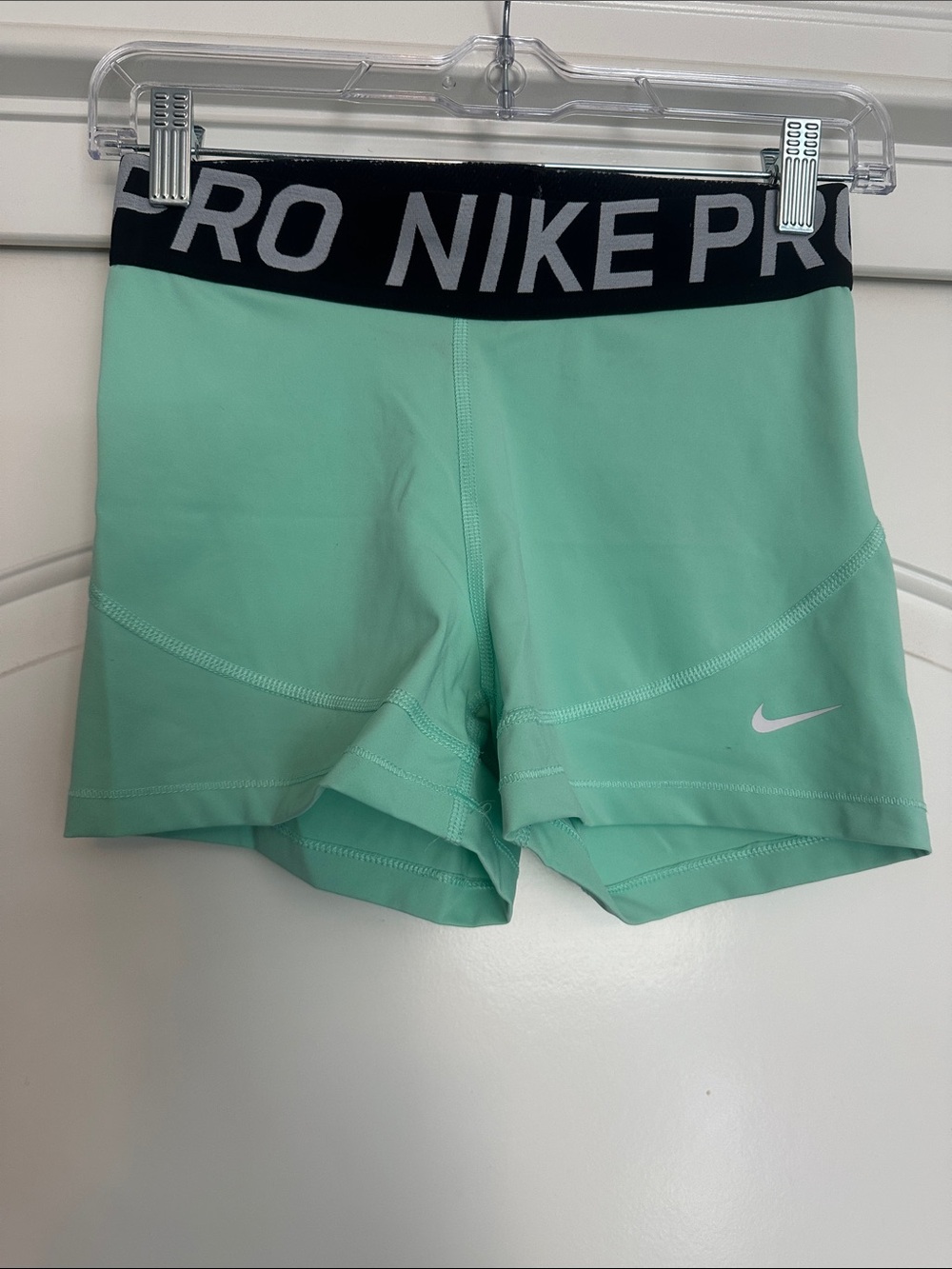 Nike Mint Green Performance Shorts with Black Branded Waistband